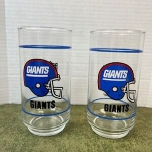 New York Giants NFL Mobil Vintage Drinking Glasses Set of 2